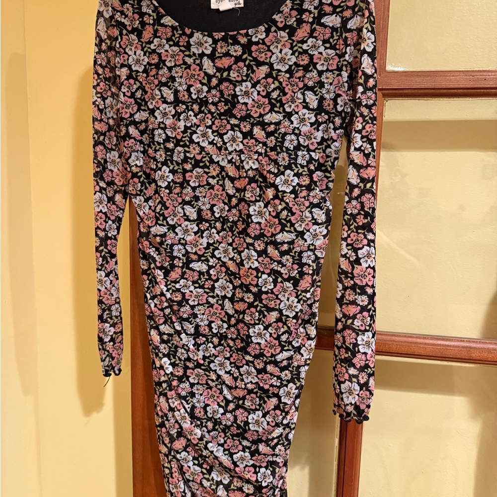 Eyeshadow Black Floral Long Sleeve Dress